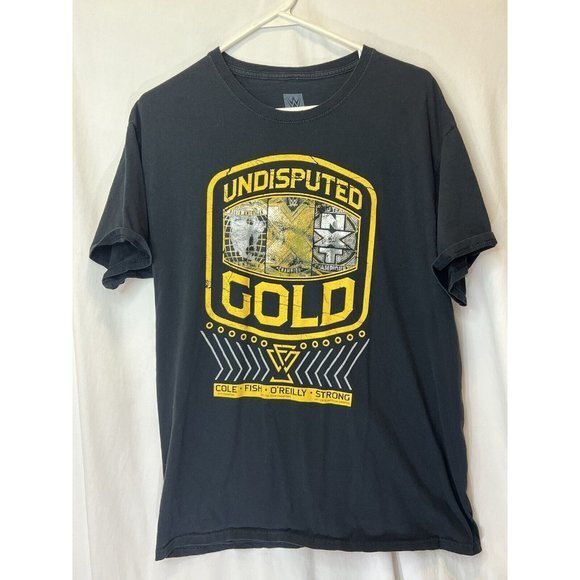 WWE Adam Cole Undisputed Gold Shirt Large L W2‎ Black Shortsleeve See Pics - Picture 1 of 5
